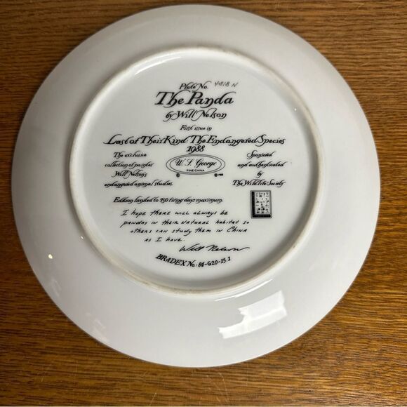 W.S. GEORGE 1988 COLLECTOR PLATE "The Panda" BY WILL NELSON BRADEX #84-G20-15.1 - Picture 3 of 3